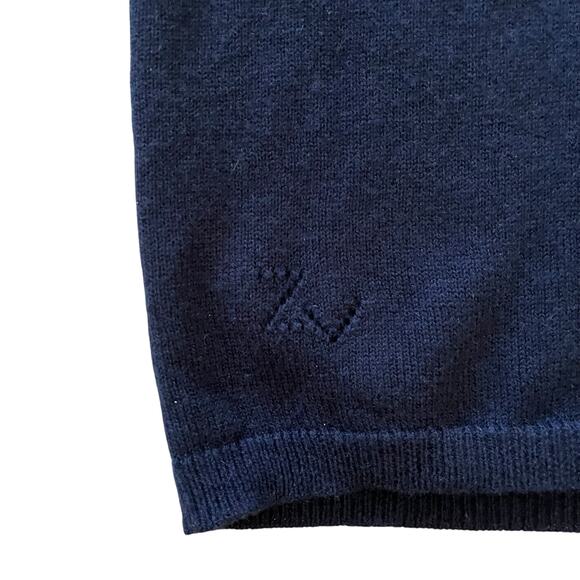 Zadig & Voltaire Peter Patch Navy Blue Wool Cashmere Leather Wolf V-Neck Sweater - Picture 5 of 10